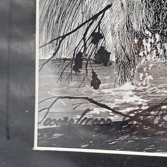 Bear in the Stream Black & White Signed Wildlife Lithograph - Nature Art Print - Picture 5 of 7